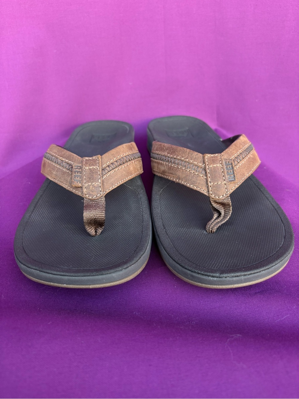Reef Brown Leather Comfort Flip Flops Men’s Size 13 Ortho Coast